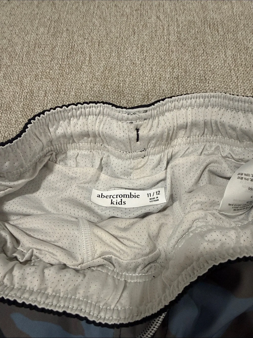 Abercrombie & Fitch Blue and Gray Camo Kids Swim Trunks